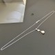 Collier pendentif goutte blanche nacrée en argent 925/000 sur fine chaine