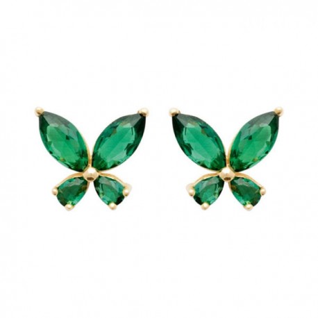 Boucles d'oreilles puces papillons Plaqué Or 18 carats et zirconium