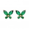 Boucles d'oreilles puces papillons Plaqué Or 18 carats et zirconium