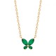 Collier papillon Plaqué Or 18 carats et zirconium vert