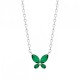 Collier papillon argent massif 925/000 et zirconium vert