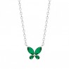 Collier papillon argent massif 925/000 et zirconium vert