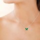 Collier papillon argent massif 925/000 et zirconium vert