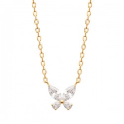 Collier papillon Plaqué Or 18 carats et zirconium