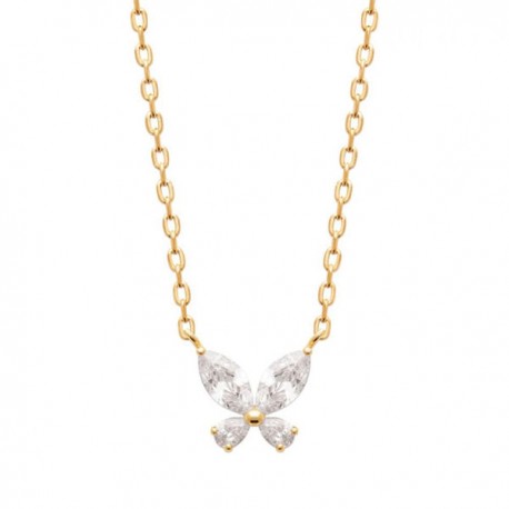 Collier papillon Plaqué Or 18 carats et zirconium