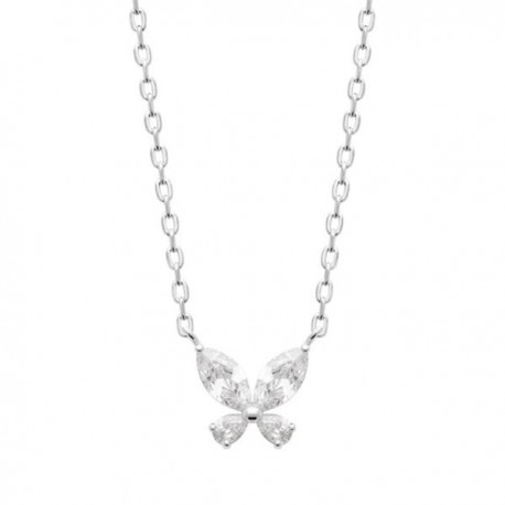 Collier papillon argent massif 925/000 et zirconium