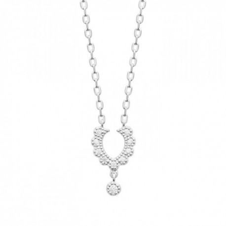 Collier argent massif 925/000 et zirconium Bijou pampille