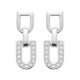 Boucles d'oreilles étriers argent massif 925/000 et zirconium