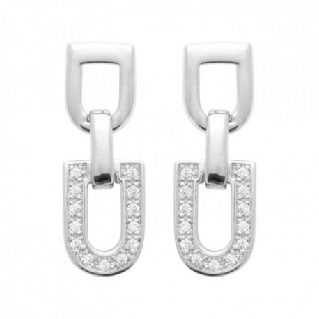 Boucles d'oreilles étriers argent massif 925/000 et zirconium