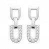 Boucles d'oreilles étriers argent massif 925/000 et zirconium