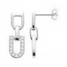 Boucles d'oreilles étriers argent massif 925/000 et zirconium