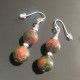 Boucles d'oreilles argent 925/000 pendantes pierres naturelles unakite