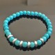 Bracelet perles turquoise et argent 925/000 taille élastique Pierre magnésite