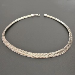 Collier argent massif 925/000 maille tresse plate largeur 8,5 mm 