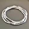 Bracelet perles de rocailles blanc mat et argent 925/000 taille élastique