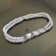 Bracelet perles blanches cristal Swarovski et argent 925/000 taille élastique