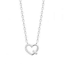 Collier coeur argent massif 925/000 et zirconium