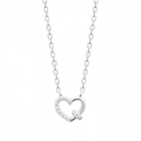 Collier coeur argent massif 925/000 et zirconium