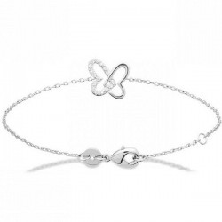 Bracelet coeurs papillon argent massif 925/000 et zirconium