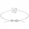 Bracelet coeurs papillon argent massif 925/000 et zirconium