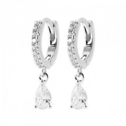 Boucles d'oreilles argent massif 925/000 pendantes gouttes zirconium