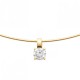 Collier semi rigide Plaqué Or 18 carats pendentif solitaire zirconium