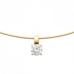 Collier semi rigide Plaqué Or 18 carats pendentif solitaire zirconium