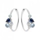 Boucles d'oreilles créoles argent massif 925/000 zirconium et pierres bleues