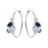 Boucles d'oreilles créoles argent massif 925/000 zirconium et pierres bleues