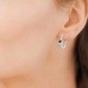 Boucles d'oreilles créoles argent massif 925/000 zirconium et pierres bleues