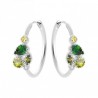 Boucles d'oreilles argent massif 925/000 zirconium et pierres vertes