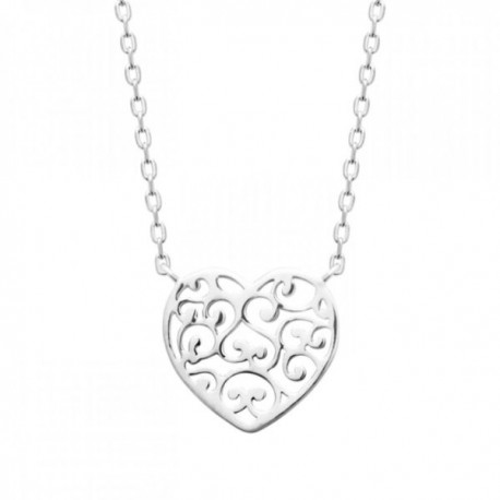 Collier coeur arabesque argent massif 925/000