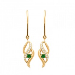 Boucles d'oreilles pendantes Plaqué Or 18 carats et Zirconium