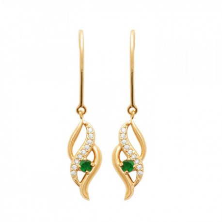 Boucles d'oreilles pendantes Plaqué Or 18 carats et Zirconium