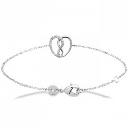 Bracelet coeur infini argent massif 925/000 et zirconium