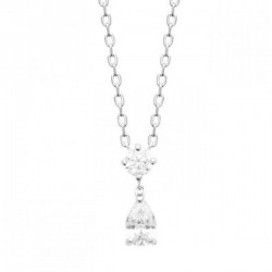 Collier argent massif 925/000 goutte zirconium