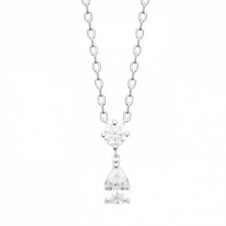 Collier argent massif 925/000 goutte zirconium