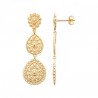 Boucles d'oreilles pendantes gouttes arabesque Plaqué Or 18 carats