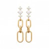 Boucles d'oreilles pendantes anneaux Plaqué Or 18 carats et zirconium