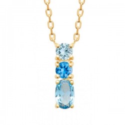 Collier Plaqué Or 18 carats zirconium pierres bleues