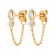 Boucles d'oreilles chainettes Plaqué Or 18 carats et zirconium