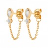 Boucles d'oreilles chainettes Plaqué Or 18 carats et zirconium