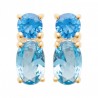 Boucles d'oreilles puces pierres bleues Plaqué Or 18 carats