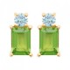 Boucles d'oreilles puces pierres bleues et vertes Plaqué Or 18 carats