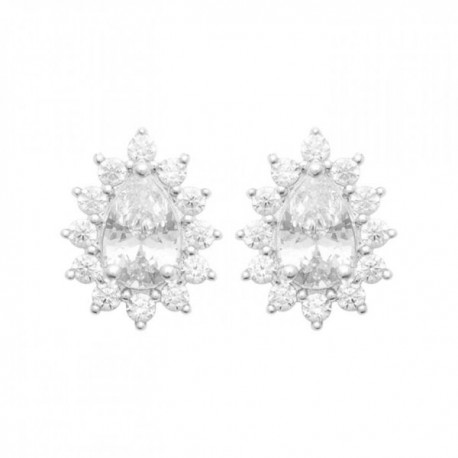 Boucles d'oreilles gouttes argent massif 925/000 et zirconium