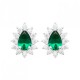 Boucles d'oreilles gouttes argent massif 925/000 et zirconium pierre verte