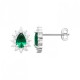 Boucles d'oreilles gouttes argent massif 925/000 et zirconium pierre verte