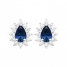 Boucles d'oreilles gouttes argent massif 925/000 zirconium pierre bleue