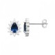 Boucles d'oreilles gouttes argent massif 925/000 zirconium pierre bleue