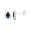 Boucles d'oreilles gouttes argent massif 925/000 zirconium pierre bleue